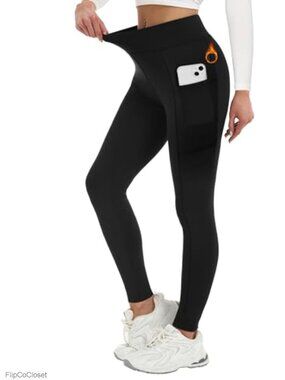 Fleece Lined Leggings Thermal Warm High Waisted Tummy Control Yoga Pants
